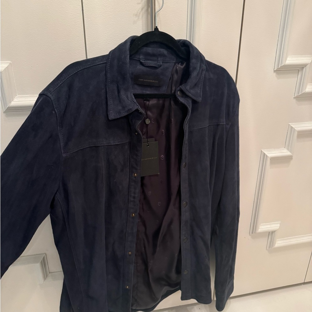 John Varvatos navy suede jacket